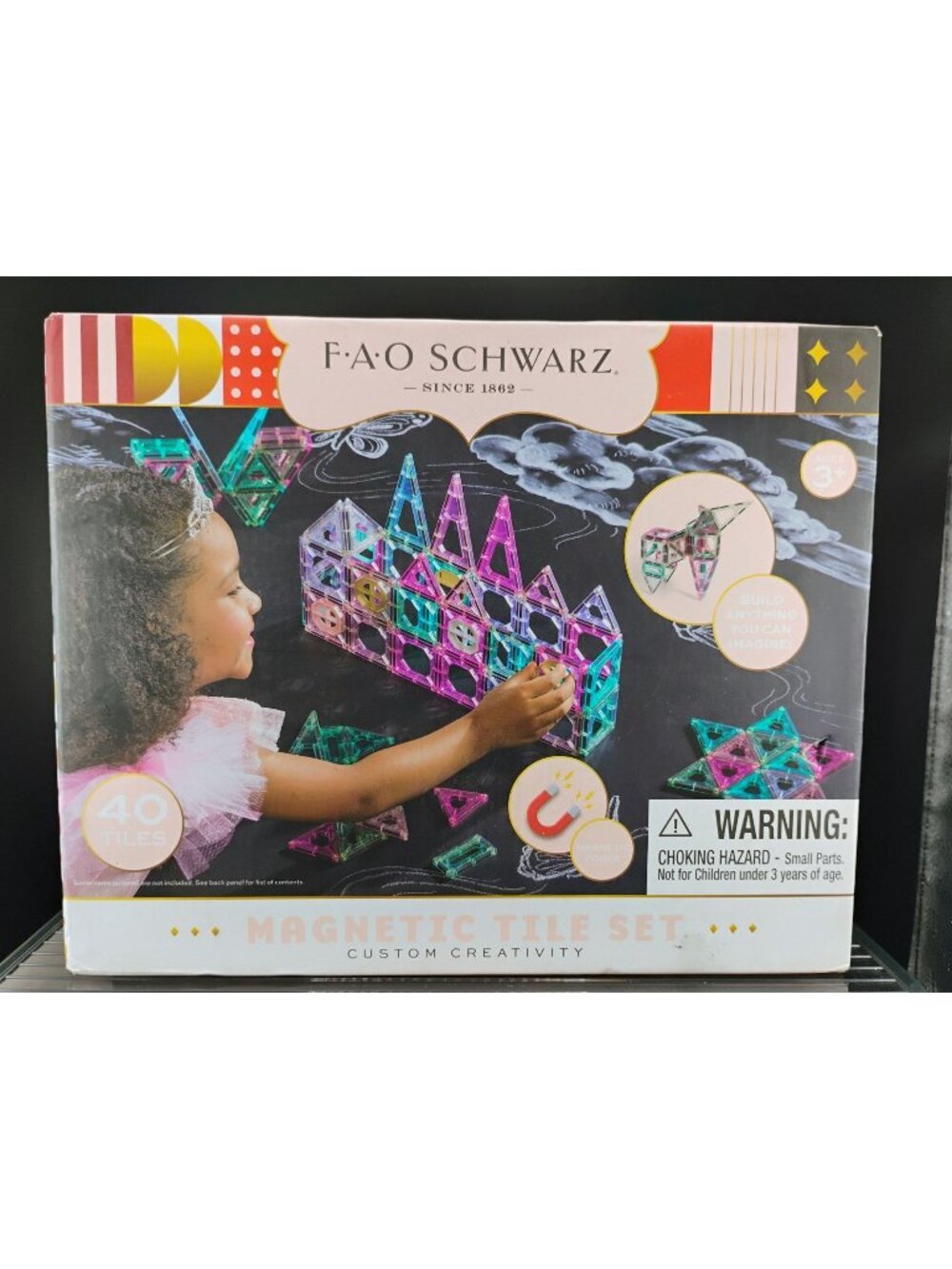 FAO Schwarz Magnetic Tile Set 40-Piece Creativity Kit Ages 3+